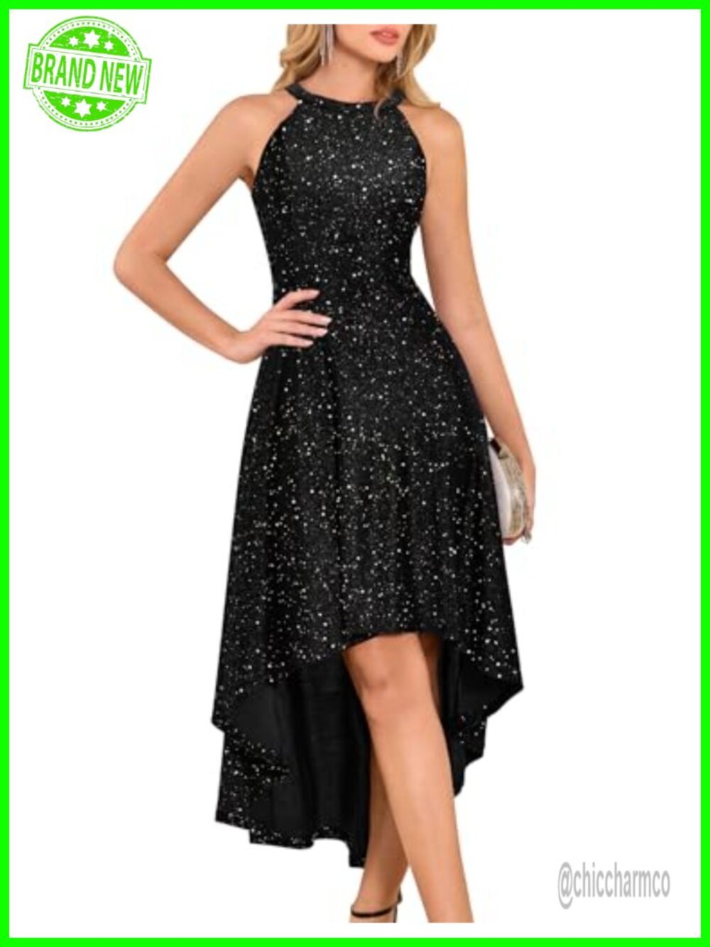 Sequin Cocktail Prom Dress Sparkly Formal Wedding Guest